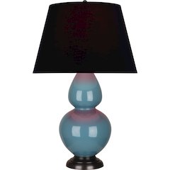 Steel Blue Double Gourd Table Lamp in Steel Blue Glazed Ceramic Color