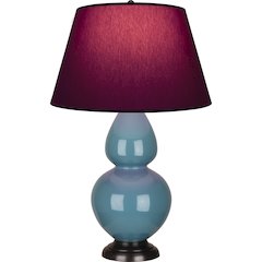 Steel Blue Double Gourd Table Lamp in Steel Blue Glazed Ceramic Color