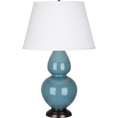 Steel Blue Double Gourd Table Lamp in Steel Blue Glazed Ceramic Color