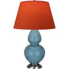 Steel Blue Double Gourd Table Lamp in Steel Blue Glazed Ceramic Color