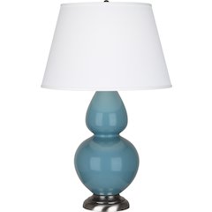 Steel Blue Double Gourd Table Lamp in Steel Blue Glazed Ceramic Color