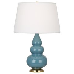 Steel Blue Small Triple Gourd Accent Lamp in Steel Blue Glazed Ceramic Color