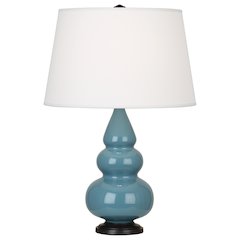 Steel Blue Small Triple Gourd Accent Lamp in Steel Blue Glazed Ceramic Color