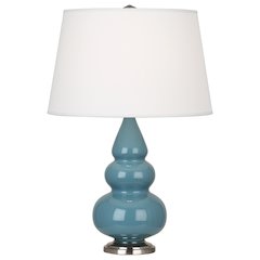 Steel Blue Small Triple Gourd Accent Lamp in Steel Blue Glazed Ceramic Color