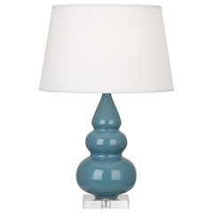 Steel Blue Small Triple Gourd Accent Lamp in Steel Blue Glazed Ceramic Color