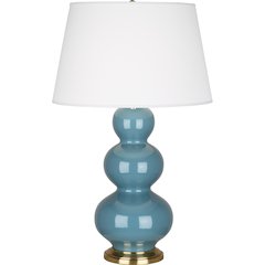 Steel Blue Triple Gourd Table Lamp in Steel Blue Glazed Ceramic Color
