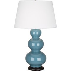 Steel Blue Triple Gourd Table Lamp in Steel Blue Glazed Ceramic Color