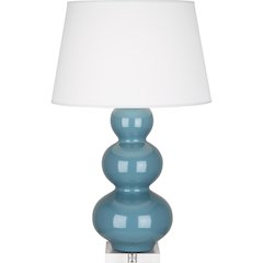 Steel Blue Triple Gourd Table Lamp in Steel Blue Glazed Ceramic Color