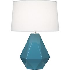 Steel Blue Delta Table Lamp in Steel Blue Glazed Ceramic Color