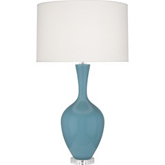 Steel Blue Audrey Table Lamp in Steel Blue Glazed Ceramic Color