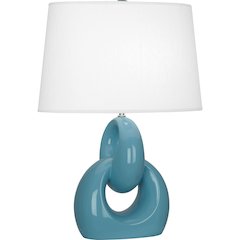 Steel Blue Fusion Table Lamp in Steel Blue Glazed Ceramic Color