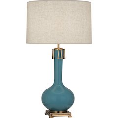 Steel Blue Athena Table Lamp in Steel Blue Glazed Ceramic Color