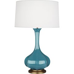 Steel Blue Pike Table Lamp in Steel Blue Glazed Ceramic Color
