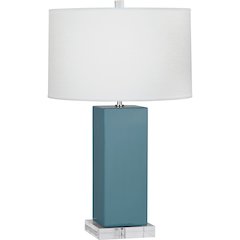 Steel Blue Harvey Table Lamp in Steel Blue Glazed Ceramic Color
