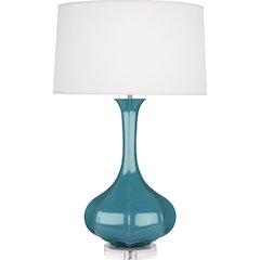 Steel Blue Pike Table Lamp in Steel Blue Glazed Ceramic Color