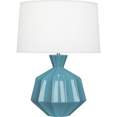 Steel Blue Orion Table Lamp in Steel Blue Glazed Ceramic Color