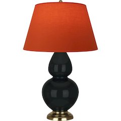 Obsidian Double Gourd Table Lamp in Obsidian Glazed Ceramic Color