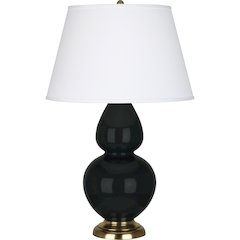 Obsidian Double Gourd Table Lamp in Obsidian Glazed Ceramic Color