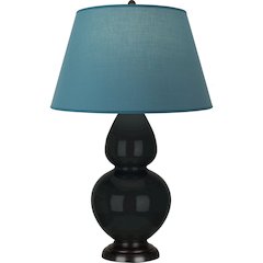 Obsidian Double Gourd Table Lamp in Obsidian Glazed Ceramic Color