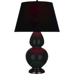 Obsidian Double Gourd Table Lamp in Obsidian Glazed Ceramic Color