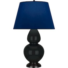 Obsidian Double Gourd Table Lamp in Obsidian Glazed Ceramic Color