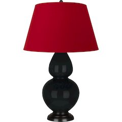 Obsidian Double Gourd Table Lamp in Obsidian Glazed Ceramic Color