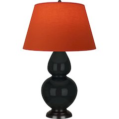 Obsidian Double Gourd Table Lamp in Obsidian Glazed Ceramic Color