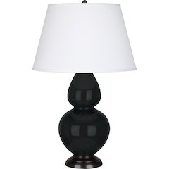 Obsidian Double Gourd Table Lamp in Obsidian Glazed Ceramic Color