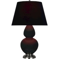 Obsidian Double Gourd Table Lamp in Obsidian Glazed Ceramic Color