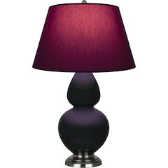 Obsidian Double Gourd Table Lamp in Obsidian Glazed Ceramic Color