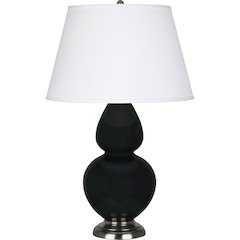 Obsidian Double Gourd Table Lamp in Obsidian Glazed Ceramic Color
