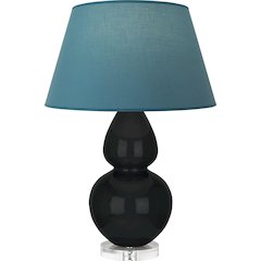 Obsidian Double Gourd Table Lamp in Obsidian Glazed Ceramic Color