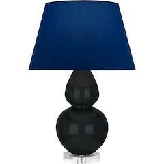 Obsidian Double Gourd Table Lamp in Obsidian Glazed Ceramic Color