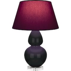 Obsidian Double Gourd Table Lamp in Obsidian Glazed Ceramic Color