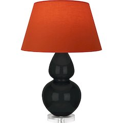 Obsidian Double Gourd Table Lamp in Obsidian Glazed Ceramic Color