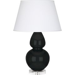 Obsidian Double Gourd Table Lamp in Obsidian Glazed Ceramic Color