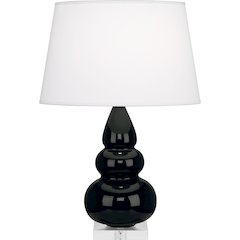Obsidian Small Triple Gourd Accent Lamp in Obsidian Glazed Ceramic Color
