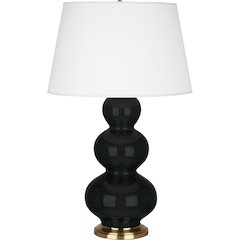 Obsidian Triple Gourd Table Lamp in Obsidian Glazed Ceramic Color