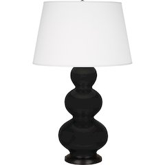 Obsidian Triple Gourd Table Lamp in Obsidian Glazed Ceramic Color
