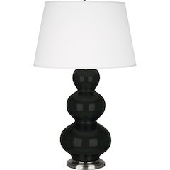 Obsidian Triple Gourd Table Lamp in Obsidian Glazed Ceramic Color