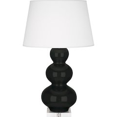 Obsidian Triple Gourd Table Lamp in Obsidian Glazed Ceramic Color