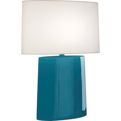Peacock Victor Table Lamp in Peacock Glazed Ceramic Color