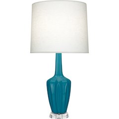 Peacock Emma Table Lamp in Peacock Glazed Ceramic Color