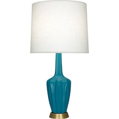 Peacock Emma Table Lamp in Peacock Glazed Ceramic Color