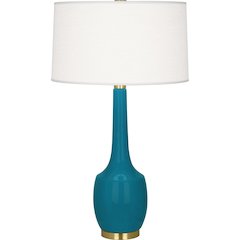 Peacock Delilah Table Lamp in Peacock Glazed Ceramic Color