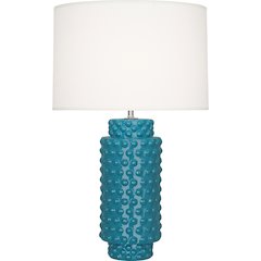 Peacock Dolly Table Lamp in Peacock Glazed Textured Ceramic Color