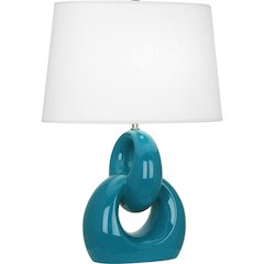 Peacock Fusion Table Lamp in Peacock Glazed Ceramic Color