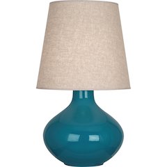 Peacock June Table Lamp in Peacock Glazed Ceramic Color