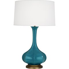 Peacock Pike Table Lamp in Peacock Glazed Ceramic Color