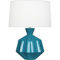 Peacock Orion Table Lamp in Peacock Glazed Ceramic Color